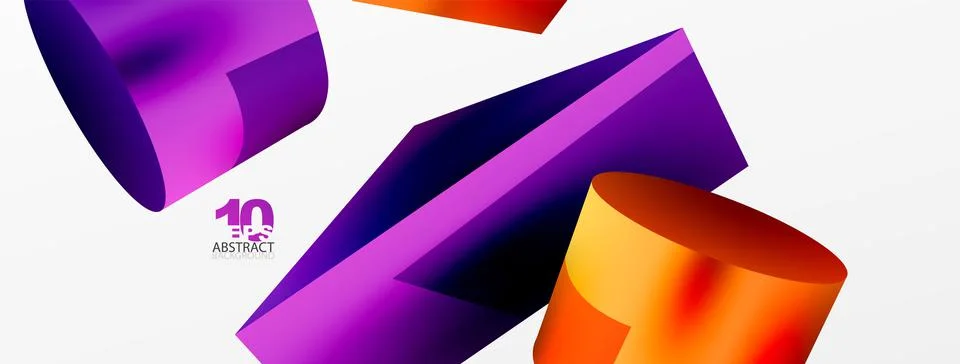 Vector 3d abstract background. Shapes 3d triangle and cylinder. Trendy techno Illustrazione stock
