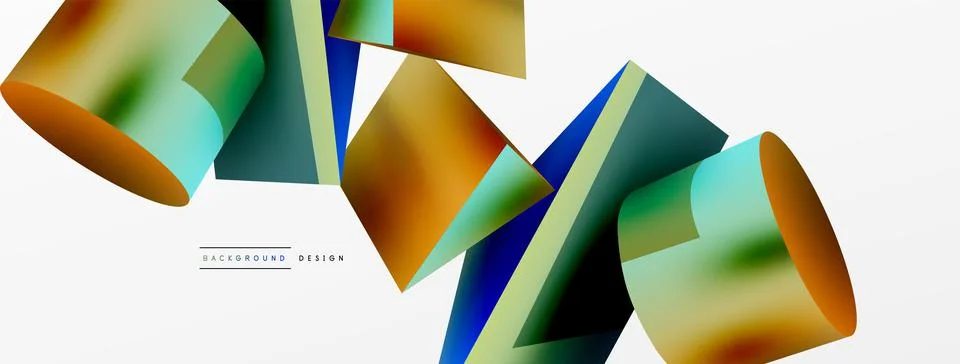 Vector 3d abstract background. Shapes 3d triangle and cylinder. Trendy techno Illustrazione stock
