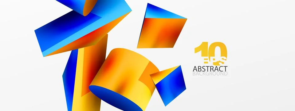 Vector 3d abstract background. Shapes 3d triangle and cylinder. Trendy techno Stock Illustration