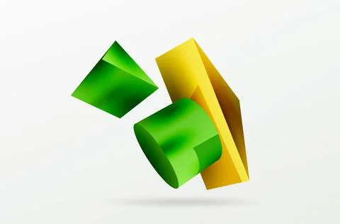 Vector 3d abstract background. Shapes 3d triangle and cylinder. Trendy techno Illustrazione stock