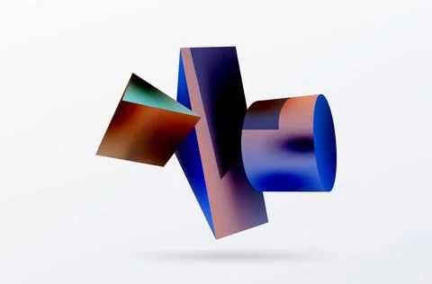 Vector 3d abstract background. Shapes 3d triangle and cylinder. Trendy techno Illustrazione stock