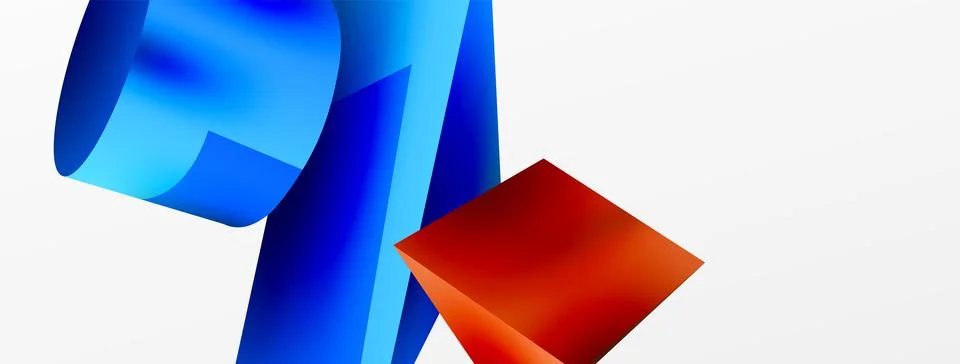 Vector 3d abstract background. Shapes 3d triangle and cylinder. Trendy techno Ilustração Stock