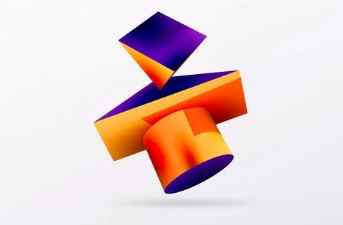 Vector 3d abstract background. Shapes 3d triangle and cylinder. Trendy techno Illustrazione stock