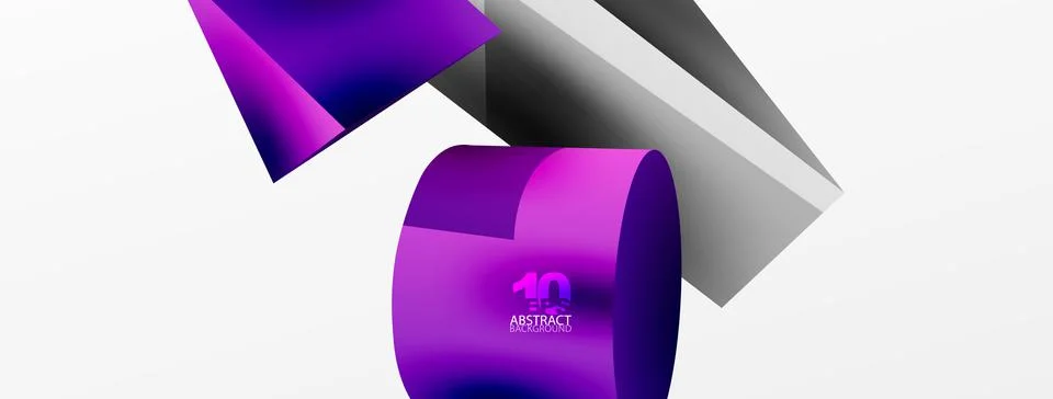Vector 3d abstract background. Shapes 3d triangle and cylinder. Trendy techno 스톡 일러스트