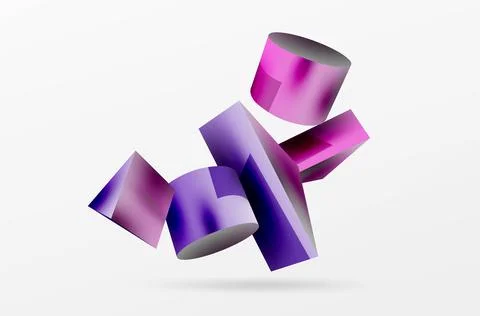 Vector 3d abstract background. Shapes 3d triangle and cylinder. Trendy techno Illustrazione stock