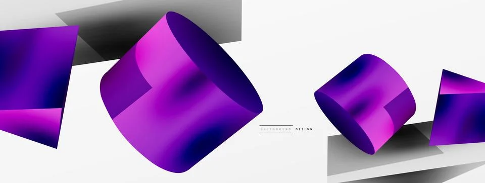Vector 3d abstract background. Shapes 3d triangle and cylinder. Trendy techno Illustrazione stock