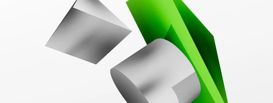 Vector 3d abstract background. Shapes 3d triangle and cylinder. Trendy techno Illustrazione stock