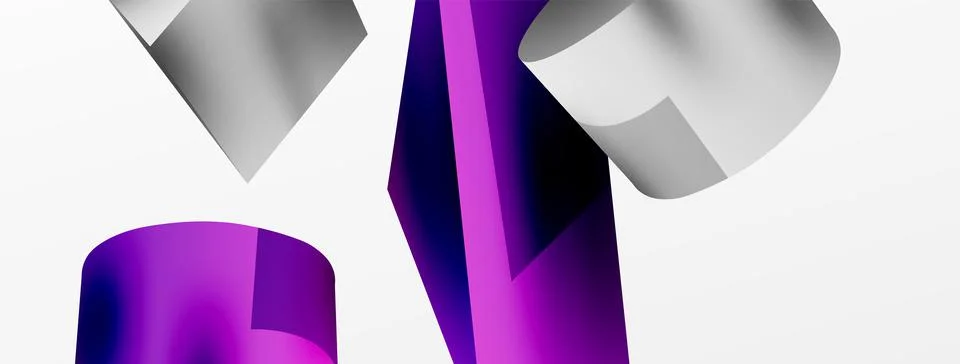 Vector 3d abstract background. Shapes 3d triangle and cylinder. Trendy techno Illustrazione stock