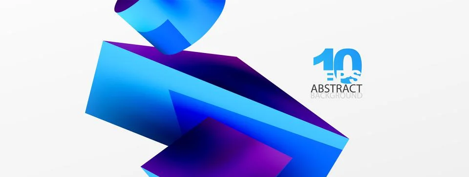 Vector 3d abstract background. Shapes 3d triangle and cylinder. Trendy techno Illustrazione stock