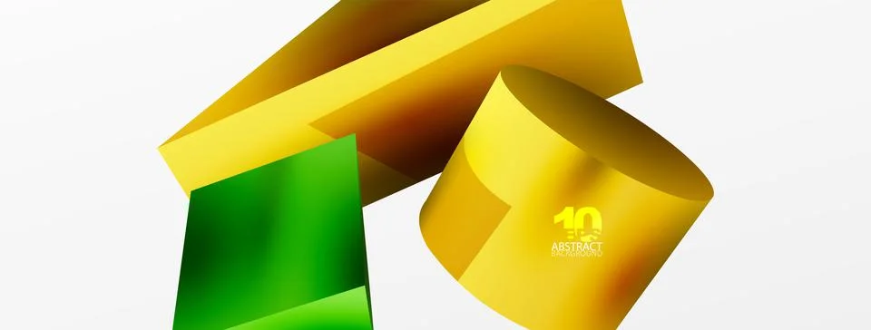 Vector 3d abstract background. Shapes 3d triangle and cylinder. Trendy techno Ilustração Stock
