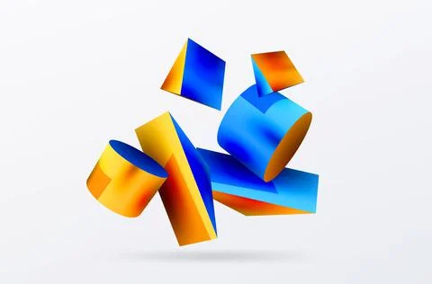 Vector 3d abstract background. Shapes 3d triangle and cylinder. Trendy techno Illustrazione stock