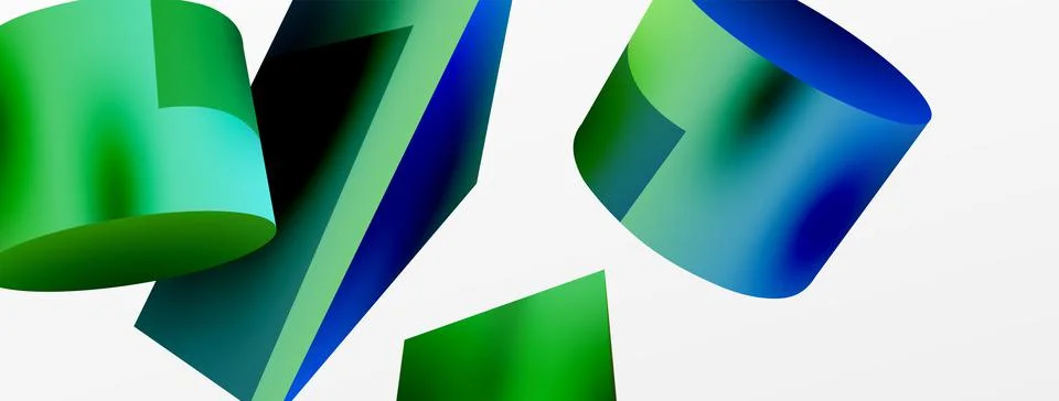 Vector 3d abstract background. Shapes 3d triangle and cylinder. Trendy techno Ilustração Stock