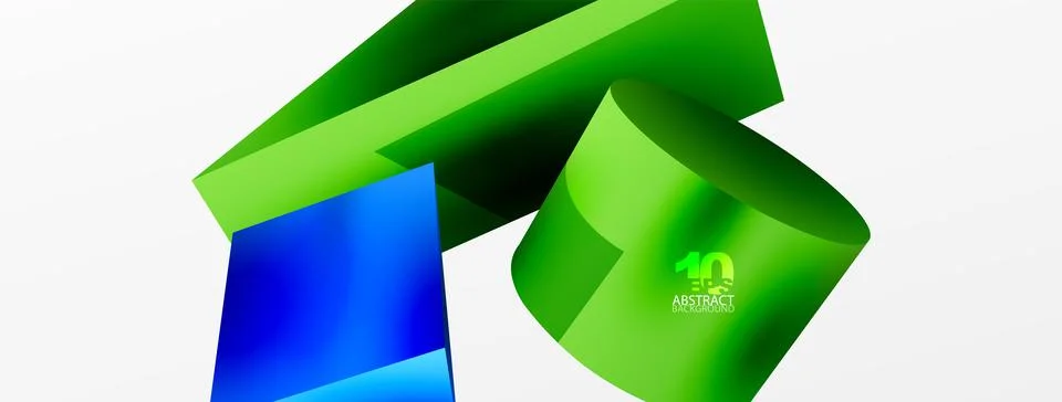 Vector 3d abstract background. Shapes 3d triangle and cylinder. Trendy techno Illustrazione stock