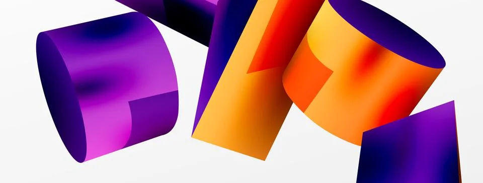 Vector 3d abstract background. Shapes 3d triangle and cylinder. Trendy techno Ilustração Stock