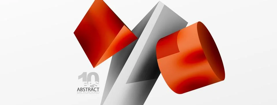 Vector 3d abstract background. Shapes 3d triangle and cylinder. Trendy techno Illustrazione stock