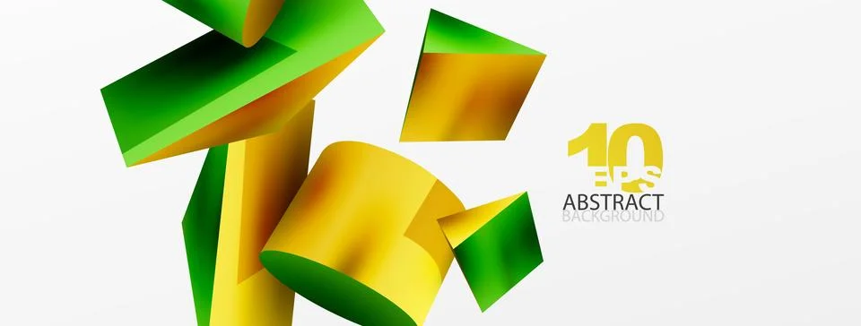 Vector 3d abstract background. Shapes 3d triangle and cylinder. Trendy techno Illustrazione stock