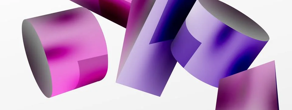 Vector 3d abstract background. Shapes 3d triangle and cylinder. Trendy techno Stock Illustration
