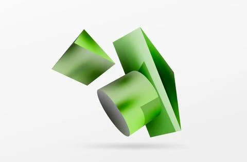 Vector 3d abstract background. Shapes 3d triangle and cylinder. Trendy techno Illustrazione stock
