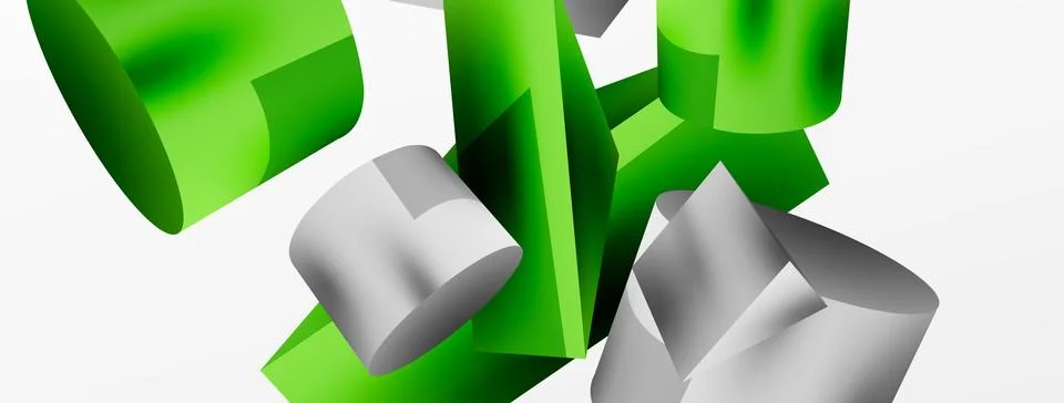 Vector 3d abstract background. Shapes 3d triangle and cylinder. Trendy techno Illustrazione stock