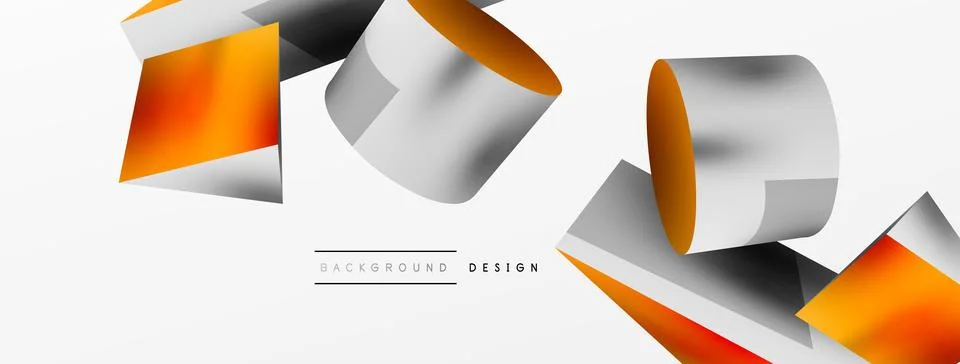 Vector 3d abstract background. Shapes 3d triangle and cylinder. Trendy techno Ilustração Stock