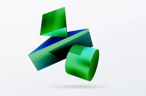 Vector 3d abstract background. Shapes 3d triangle and cylinder. Trendy techno Illustrazione stock