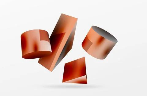 Vector 3d abstract background. Shapes 3d triangle and cylinder. Trendy techno Stock Illustration