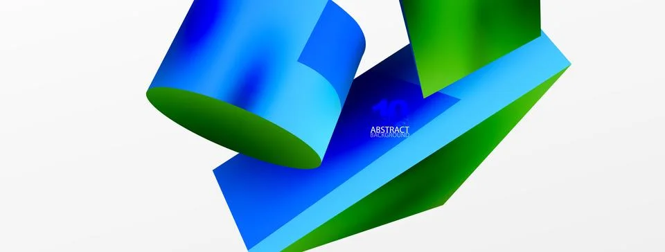 Vector 3d abstract background. Shapes 3d triangle and cylinder. Trendy techno Stock Illustration