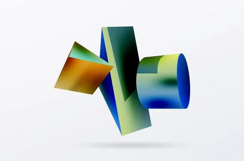 Vector 3d abstract background. Shapes 3d triangle and cylinder. Trendy techno 스톡 일러스트