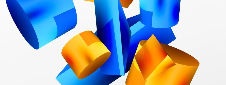 Vector 3d abstract background. Shapes 3d triangle and cylinder. Trendy techno Illustrazione stock
