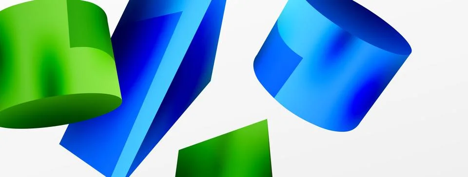 Vector 3d abstract background. Shapes 3d triangle and cylinder. Trendy techno Stock Illustration