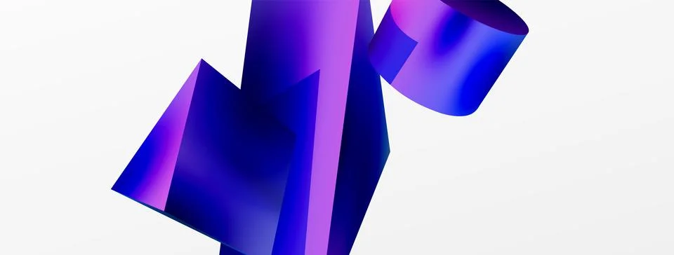 Vector 3d abstract background. Shapes 3d triangle and cylinder. Trendy techno Ilustração Stock
