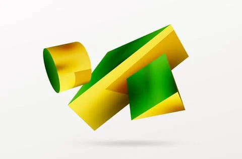 Vector 3d abstract background. Shapes 3d triangle and cylinder. Trendy techno 스톡 일러스트