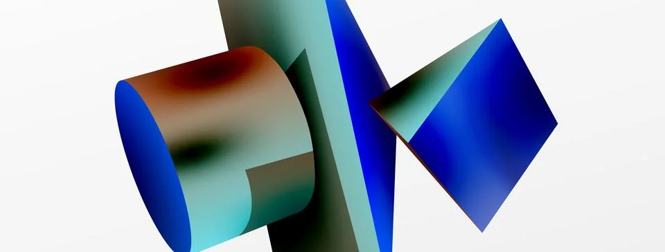 Vector 3d abstract background. Shapes 3d triangle and cylinder. Trendy techno Ilustração Stock