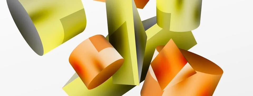 Vector 3d abstract background. Shapes 3d triangle and cylinder. Trendy techno Illustrazione stock