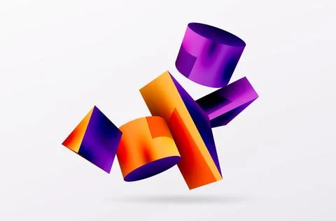 Vector 3d abstract background. Shapes 3d triangle and cylinder. Trendy techno Ilustração Stock