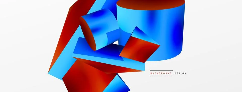 Vector 3d abstract background. Shapes 3d triangle and cylinder. Trendy techno イラスト素材