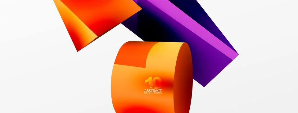 Vector 3d abstract background. Shapes 3d triangle and cylinder. Trendy techno Ilustração Stock