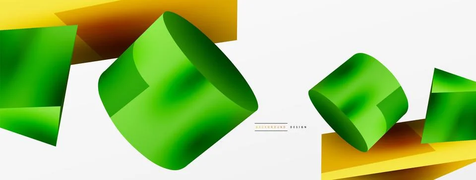 Vector 3d abstract background. Shapes 3d triangle and cylinder. Trendy techno Illustrazione stock