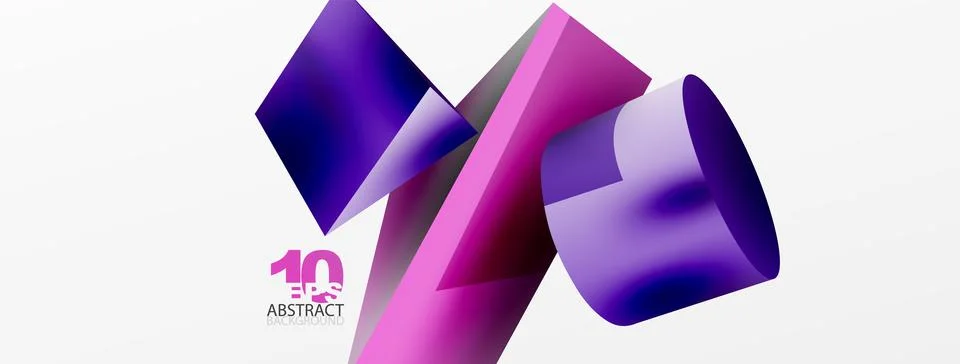 Vector 3d abstract background. Shapes 3d triangle and cylinder. Trendy techno Illustrazione stock