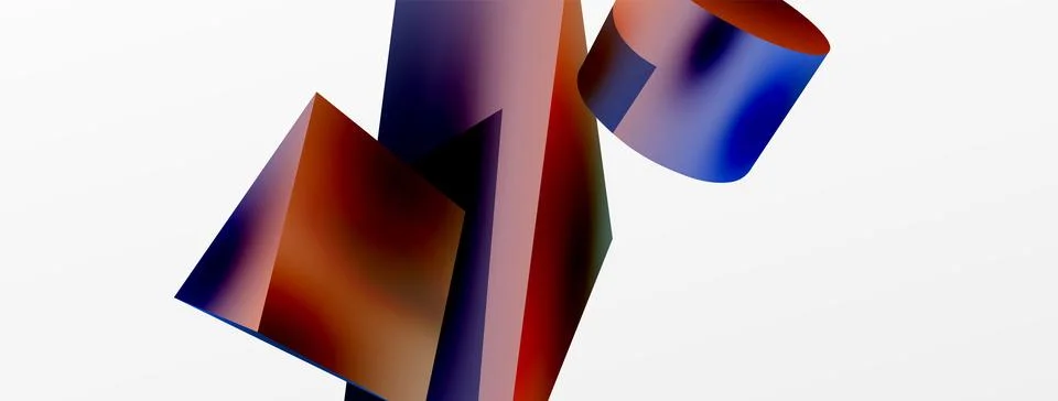 Vector 3d abstract background. Shapes 3d triangle and cylinder. Trendy techno Illustrazione stock