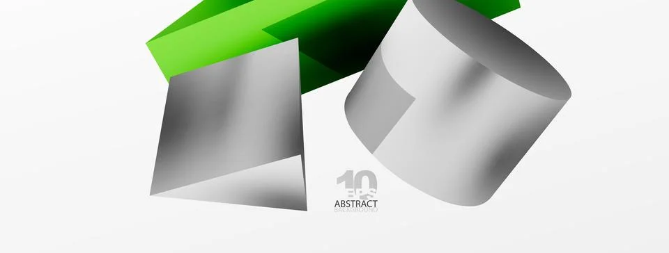 Vector 3d abstract background. Shapes 3d triangle and cylinder. Trendy techno Ilustração Stock