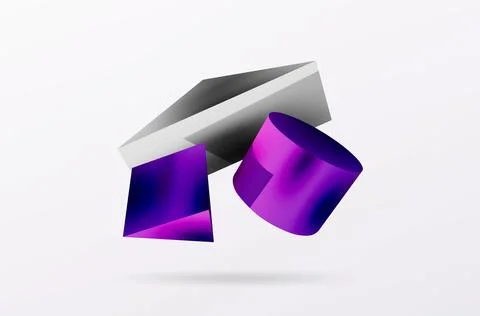 Vector 3d abstract background. Shapes 3d triangle and cylinder. Trendy techno Illustrazione stock