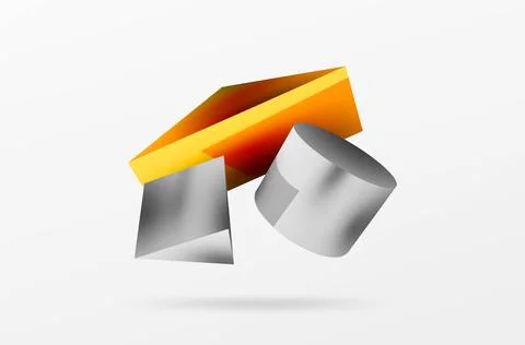 Vector 3d abstract background. Shapes 3d triangle and cylinder. Trendy techno Illustrazione stock