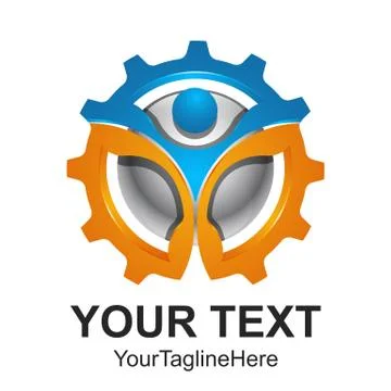 Vector 3D abstract gear icons machine and movement logo illustration Stock Illustration