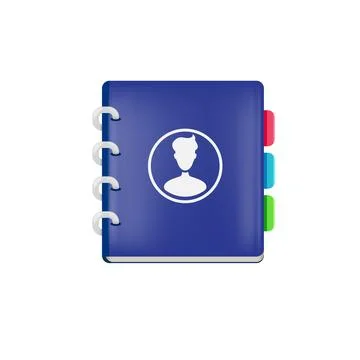 Vector 3d address and phone book icon isolated on white background. Blue Contact 스톡 일러스트