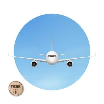 Vector 3d Airplane Front View. Airplane Icon, Airplane Illustration of a Pa.. Stock Illustration
