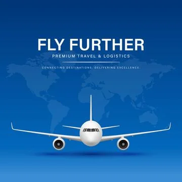 Vector 3d Airplane Front View. Flying Passenger Airplane on Blue Sky. Commerc Stock Illustration