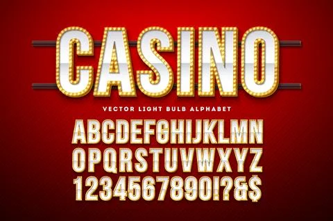 Vector 3d Alphabet Font with Frame Box and Shadow on Red Background. Modern.. Stock Illustration