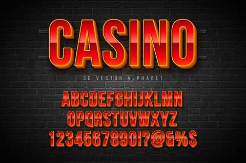 Vector 3d Alphabet Font Set with Frame and Shadow on Vintage Brick Wall Bac.. Stock Illustration