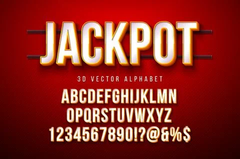 Vector 3d Alphabet Font Set with Frame Box and Shadow on Red Background. Mode Stock Illustration